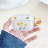 Yeknu  Pressed flower transparent headphone case protective cover, cute flower headphone protective cover with keychain