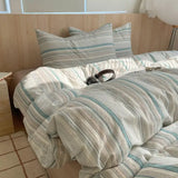 Yeknu  Single Double Exquisite Stripe 1Duvet cover+2Pillowcases 100%Cotton Experience Hotel-Like Comfort with Unparalleled Softness