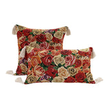 Yeknu  Cotton Linen Flower Cushion Pillowcase Retro European Style Living Room Sofa Backrest High Precision Jacquard Cushion Cover