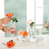 Yeknu  8/16 Pieces of Modern Transparent Glass Vase Set, Small Mini Flower Center Vase, Hand-Decorated Cute Short Window Home Decoration, Wedding Reception Table Single Rose Vase