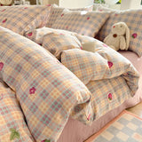 Yeknu  INS Cute Bow Bedding Set for Girls Women Soft Bed Sheet Set Pillowcase Single Twin Full 200x230cm Kawaii Duvet Cover Set