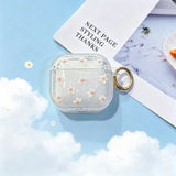 Yeknu  Cute Ins style pink cherry blossom sparkling transparent TPU shell with metal keychain