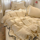 Yeknu  Luxury Ice Silk Cooling Bedding Set, Summer Washable Silk 3/4 Pcs Duvet Cover/Sheet