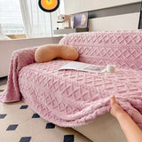 Yeknu  Super Warm Blanket for Sofa Coral Fleece Sofa Blanket Towel for Winter Soft Thick Couch Cover for Living Room 1/2/3/4 Sofa Cover