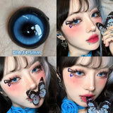 Yeknu   Pair Halloween Contact Lenses Beauty Eye Color Lenses Cosplay Pupils Myopia Lens with Prescription Natural Blue Lens