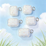 Yeknu  Cute Ins style pink cherry blossom sparkling transparent TPU shell with metal keychain