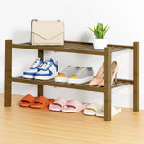 Yeknu  Olanly Durable Bamboo Shoe Organizer For Closet Sturdy Easy Assembly Shoe Rack Stackable Free Standing Wooden Shoe Storage Shelf