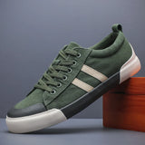 Yeknu  Men's Canvas Shoes  Spring New Fashion Summer Breathable Versatile Lace Up Skateboarding Shoes Men Foot Flat Shoes