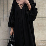 Yeknu  Spring Long Cotton Dress Women Backless Korean Ladies Dresses Loose Pleated Long Sleeve Woman Dress