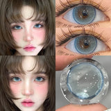 Yeknu  1 Pair High Quality Blue Lenses Colorld Contact Lenses with Degree 0.00 to- 8.00 Cosmetic Natural Eye Contacts Lenses