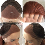 Yeknu  Reddish Brown Auburn Body Wave Synthetic Lace Front Wigs for Women Free Part Pre Plucked Long Curly Wavy Auburn Colored 13X4 Wig