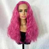 Yeknu  Mint Green Long Curly Wavy Synthetic Lace Front Wigs for Women Middle Part Natural Water Wave Heat Resistant Fiber Daily Party
