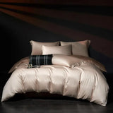 Yeknu  100%Egyptian Cotton Reversible Silver Purple Duvet Cover 4Pcs Luxury Soft Bedding Set Solid Color Duvet Cover Sheet Pillowcases