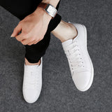Yeknu  British Style Men Summer Casual Leather Shoe Classic Hollow Out Sneakers Outdoor Flat All-Match Walking Shoe Non-slip Board Shoe