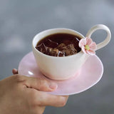 Yeknu  European Style Retro Ceramic Floral Pattern Coffee Cup Plate Creative Mark Water Cup Home Restaurant Decor English Afternoon Tea