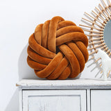 Yeknu  Cream Coffee Knot Pillow Ball Large Decorative Throw Pillows Velvet Round Knotted Pillow for Home Bed Room Couch Decor Office