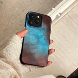 Yeknu  Halo Staining Contrast Color Blue Phone Case For iPhone 16 Pro Max 15 Pro 14 13 12 ProMax 16Pro Soft Shockproof Back Cases Capa