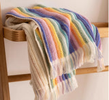 Yeknu  Rainbow Color 3D Striped Cotton Towel Super Soft Combed Cotton Towel Fresh Skin-friendly Face Towel Sbsorbent Bath Towels