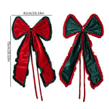 Yeknu  Ruffle Large Velvet Christmas Bow Soft Draping Long Streamers Tree Bow with Long Tails Velvet Elegance Xmas Vibe Decor Bow