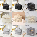 Yeknu  Fashion Transparent Mesh Travel Cosmetic Bag Storage 1/2/3 layer Toiletry Bag Large Capacity Make Up Organizer Bag Women's