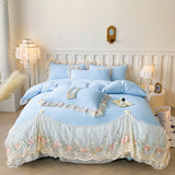 Yeknu  New Light Luxury Washed Cotton 4pcs Bedding Sets Skin Friendly Duvet Cover Pillowcases Single Couple Bedsheet King Queen Double
