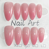 Yeknu  10pcs Handmde Pink Cat Eyes Fake Nails INS Simple Short Coffin/Almond False Nails for Women Wearable Detachable Press on Nails