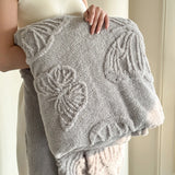 Yeknu Butterfly Jacquard Tafu Plush Four Seasons Bed Blanket with Exquisite 3D Butterflys Soft Comfortable Warm Sofa Blankets for Bed