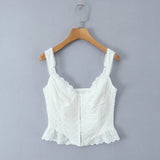 Yeknu  Holiday Style Beach Bohemian Top Sleeveless Summer Women's Lace Lace Tank Tops