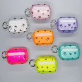 Yeknu  Cute bow printed transparent neon headphone case, colorful transparent shockproof headphone case, with keychain