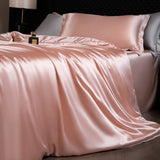 Yeknu  Luxury Mulberry Silk Duvet Cover Set High End Satin Solid Color Quilt Cover and Pillowcases Soft Silky King Size Comforter Cover