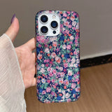 Yeknu  Ins Floral Sparkling Cute Silicone Case For iPhone 16 15 14 13 Pro Max Shockproof Back Cover Soft Glitter Bling 16Pro 15Pro Case