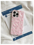 Yeknu Love Polka Dot Folds Texture Phone Cases For IPhone 15 16 Pro Max Case 13 14 Pro Soft Silicone Shockproof Fashionable Cover Case