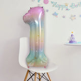 Yeknu  40Inch Colorful Gradient Number Balloon 0-9 Digit Foil Helium Balloon Butterfly Girl Birthday Party Decor Baby Shower Kids Gifts