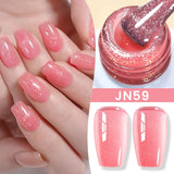 Yeknu  10ml Jelly Nude Gel Nail Polish Crystal Translucent Coffee Soak Off Semi-Permanent Varnish Base Top Coat Manicure