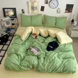 Yeknu  new class A can sleep naked washed cotton solid color sheets student dormitory simple double-spell four-piece bedding
