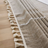 Yeknu  Irregular Solid Decorative Linen Tablecloth With Tassel Dustproof Thicken Rectangular Wedding Dining Table Cover Tea Table Cloth