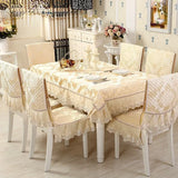 Yeknu Antiskid Dining Table Cover Jacquard Multiple Options Tablecloth Jacquard Square Lace Design Embroidered Flower Chair Covers