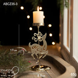 Yeknu  Retro Christmas Wrought Iron Candlestick Star Elk Christmas Tree Candle Holder Merry Christmas New Year Table Ornaments