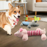 Yeknu  Long Strip Shaped Pet Plush Toy.Pig/duck/elephant Cartoon Sound Toys,Dog Bites, Relieves Boredom, Interactive Companion Toy
