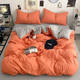 Yeknu  new class A can sleep naked washed cotton solid color sheets student dormitory simple double-spell four-piece bedding