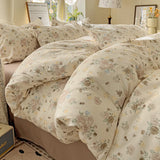 Yeknu  Ins Pastoral style Flowers Bedding Sets New Twin Queen Size Duvet Cover Flat Sheet Pillowcase Princess Girl Bed Linen