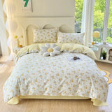 Yeknu  New Cotton Printed Bedding Set Sweet Cozy Sleep Naked Fitted Sheet Sets Single Double Queen Textile Supplies for Adults