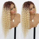 Yeknu  613 Bleach Blonde Deep Curly Lace Front Wig Synthetic Hair Glueless Long Curly Blonde 13x4 Lace Front Wigs Pre Plucked