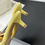 Yeknu  Summer Fashion Hollow Out Mesh Women Slippers Sandals Pointed Toe Thin Low Heels Slingback Mules Shoes