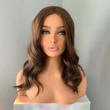 Yeknu  Brown Wig Short Wavy Synthetic Lace Front Wig Natural Frontal Chocolate Brown Brunette Hair Lace Wigs for Women Party Cosplay