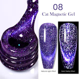 Yeknu  Gold Reflective Moonlight Gel Nail Polish Cat Magnetic Aurora Spar Glitter Semi-Permanant Varnish Nail Art Magnetic
