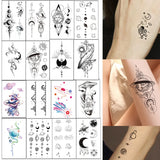 Yeknu  16pcs Tattoo Sticker Temporary Planet Cartoon Spaceman Whale Moon Sun Element Waterproof Body Art Arm for Kids Women MenTatto