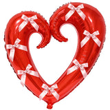 Yeknu  40 inch Large Heart Foil Balloon with Bow, Red Hook Heart Shape For Valentine's Day Wedding Engagement Bachelor's Party Decor