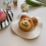 Yeknu Simple Wave Breakfast Plate Black and White Wavy Dot Stripe Irregular Underglaze Color Ceramic Wavy Edge Dessert Plate