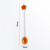Yeknu  Japanese Style Creative Milk Dessert Star Spoon Colorful Transparent Glass Spoon Cute Long Handled Coffee Stirring Spoon